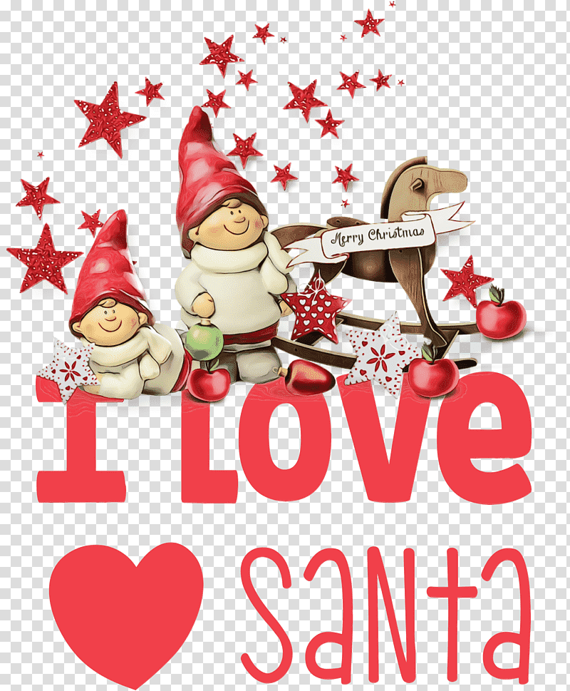 Christmas Day, I Love Santa, Christmas , Watercolor, Paint, Wet Ink, Santa Claus transparent background PNG clipart