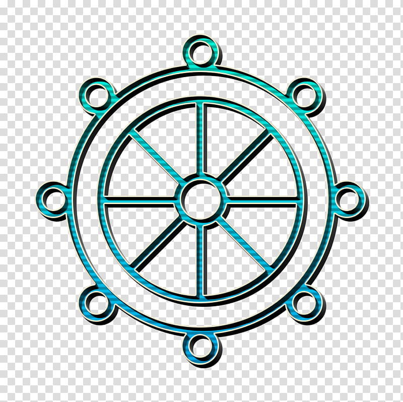 Helm icon Pirates icon, Aqua, Turquoise, Circle, Line, Bicycle Part, Spoke transparent background PNG clipart