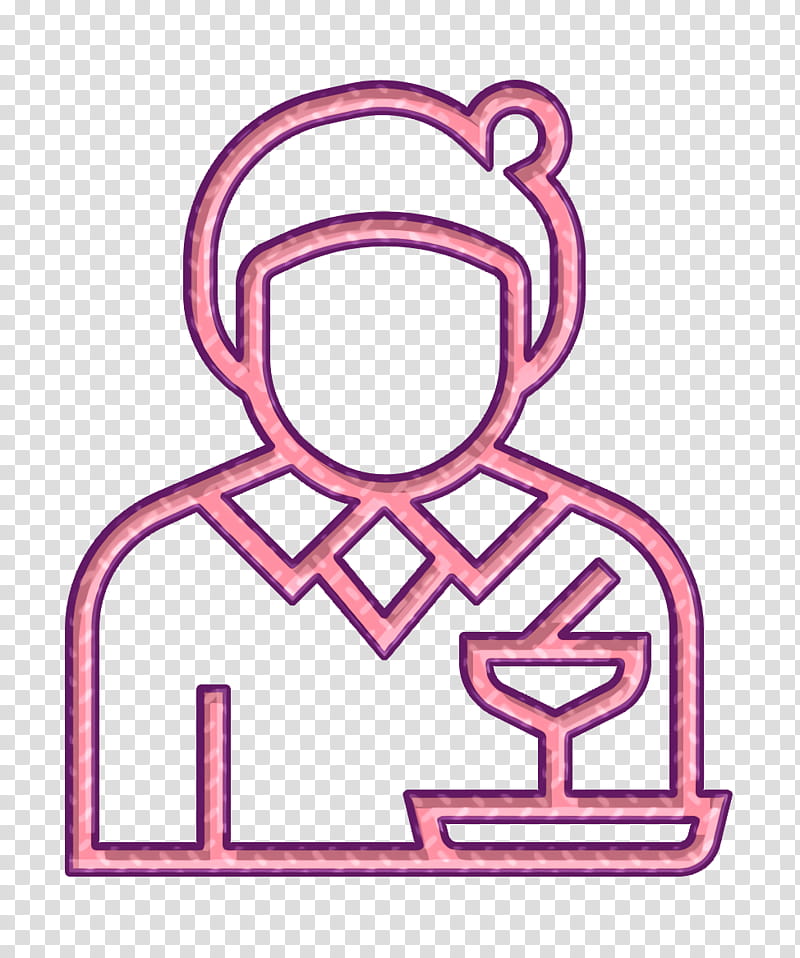 Barwoman icon Jobs and Occupations icon Waitress icon, Pink, Thumb transparent background PNG clipart