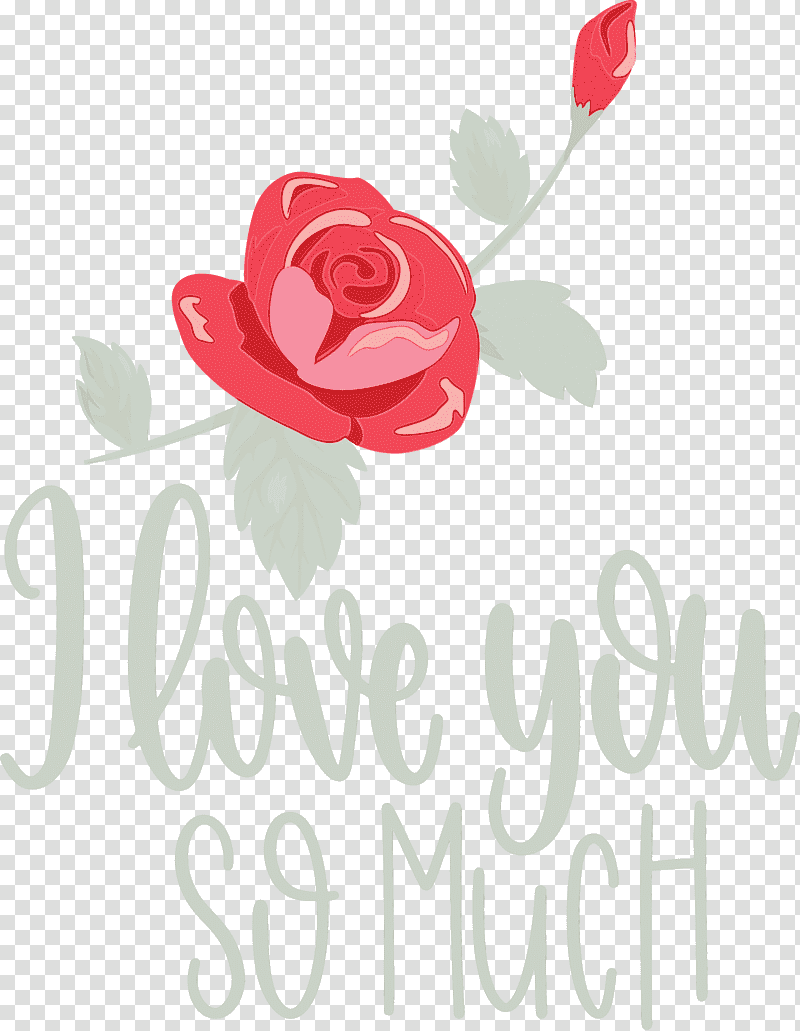 Garden roses, I Love You So Much, Valentines Day, Watercolor, Paint, Wet Ink, Floral Design transparent background PNG clipart