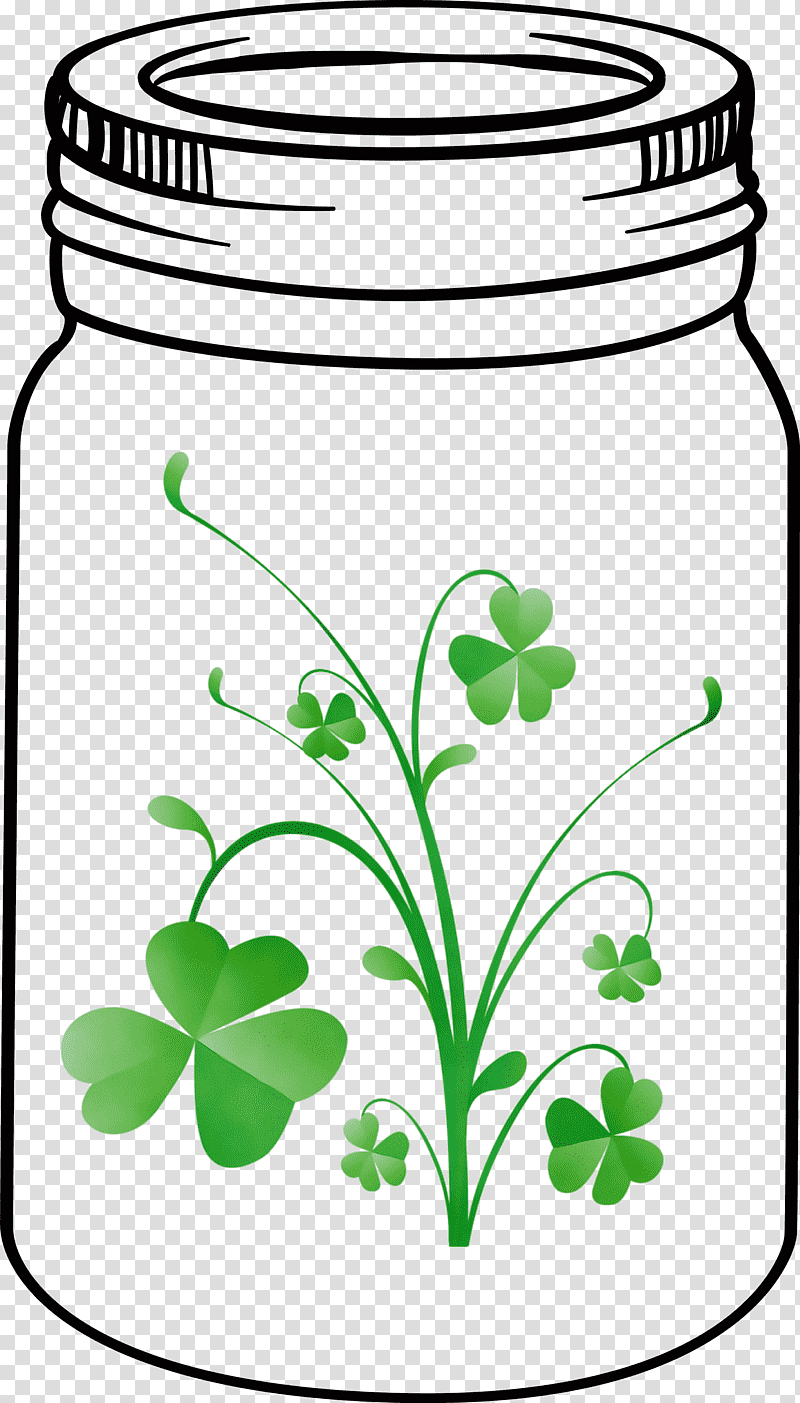 plant stem leaf flower flora green, St Patricks Day, Mason Jar, Watercolor, Paint, Wet Ink, Tree transparent background PNG clipart