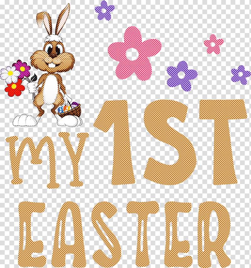 My 1st Easter easter bunny easter day, Logo, Cartoon, Meter, Line, Animal Figurine, Happiness transparent background PNG clipart