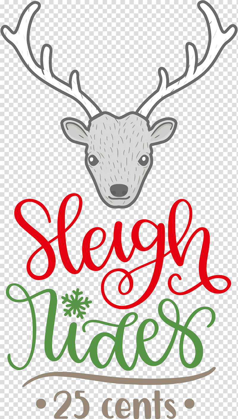 Sleigh Rides Deer reindeer, Christmas , Line Art, Meter, Antler, Christmas Day, Black transparent background PNG clipart