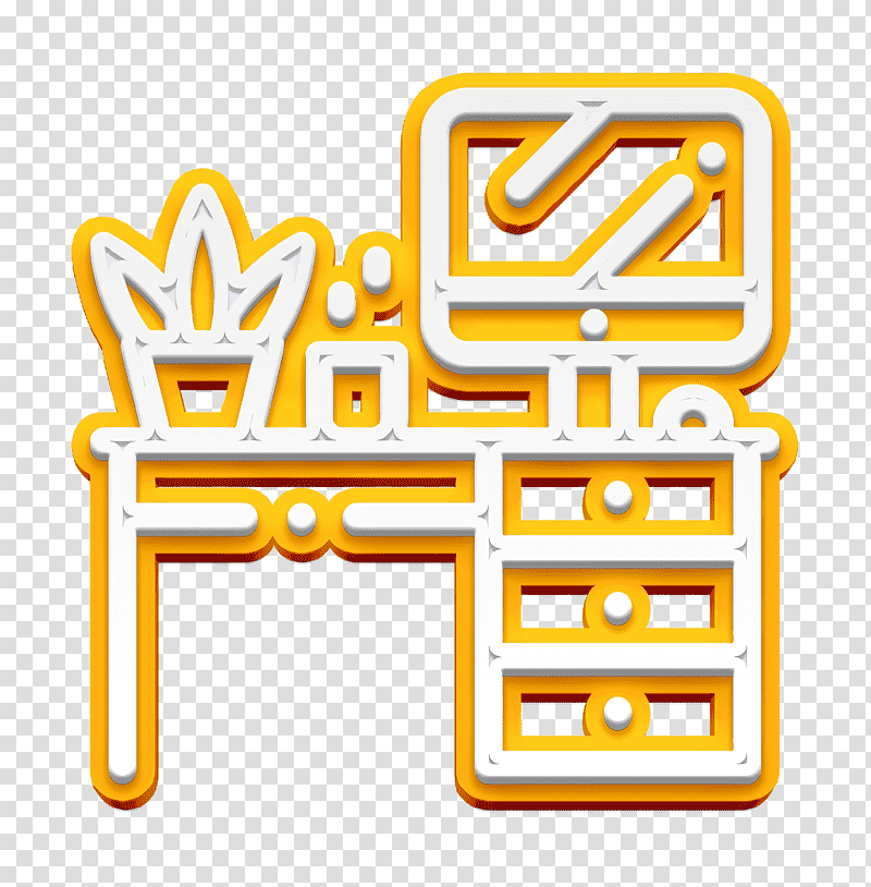 Desk icon Home decoration icon, Logo, Symbol, Yellow, Line, Meter, Mathematics transparent background PNG clipart