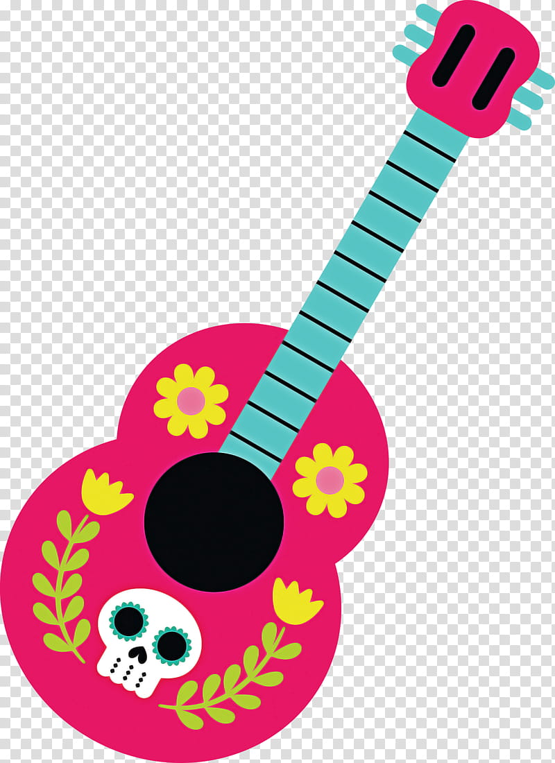 Day of the Dead Día de Muertos, Dia De Muertos, Ukulele, String Instrument, Electric Guitar, Acoustic Guitar, Violin, Musical Instrument Accessory transparent background PNG clipart