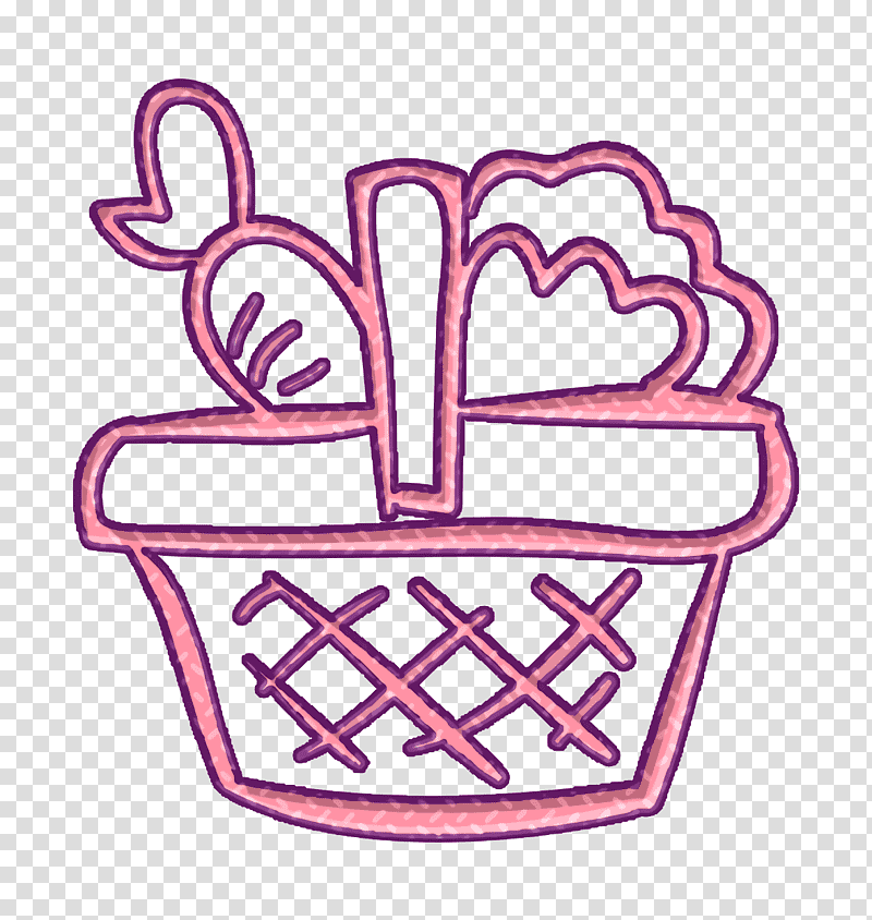 Vegetables hand drawn basket icon Basket icon food icon, Handrawn Cooking Icon, Cover Art, Symbol, Logo, Royaltyfree, Text transparent background PNG clipart