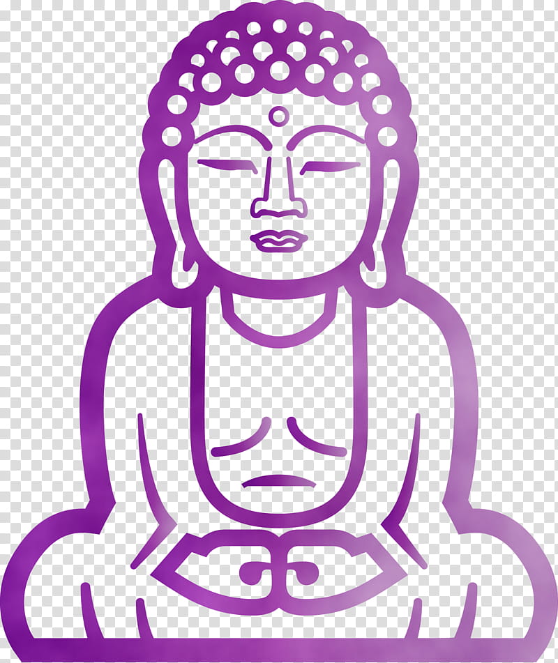 pink purple head violet magenta, Buddha, Watercolor, Paint, Wet Ink, Line Art transparent background PNG clipart