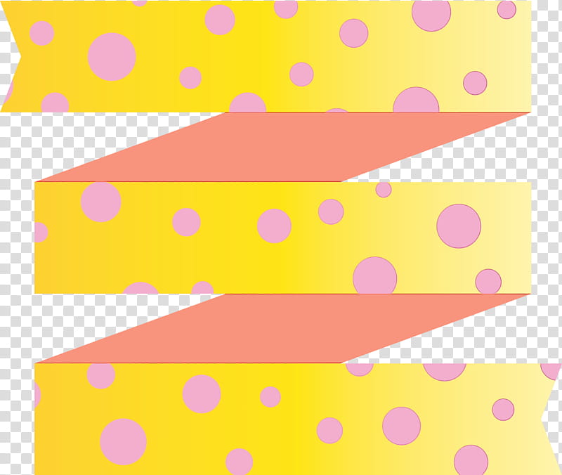 Polka dot, Ribbon, Multiple Ribbon, Watercolor, Paint, Wet Ink, Yellow, Pink transparent background PNG clipart