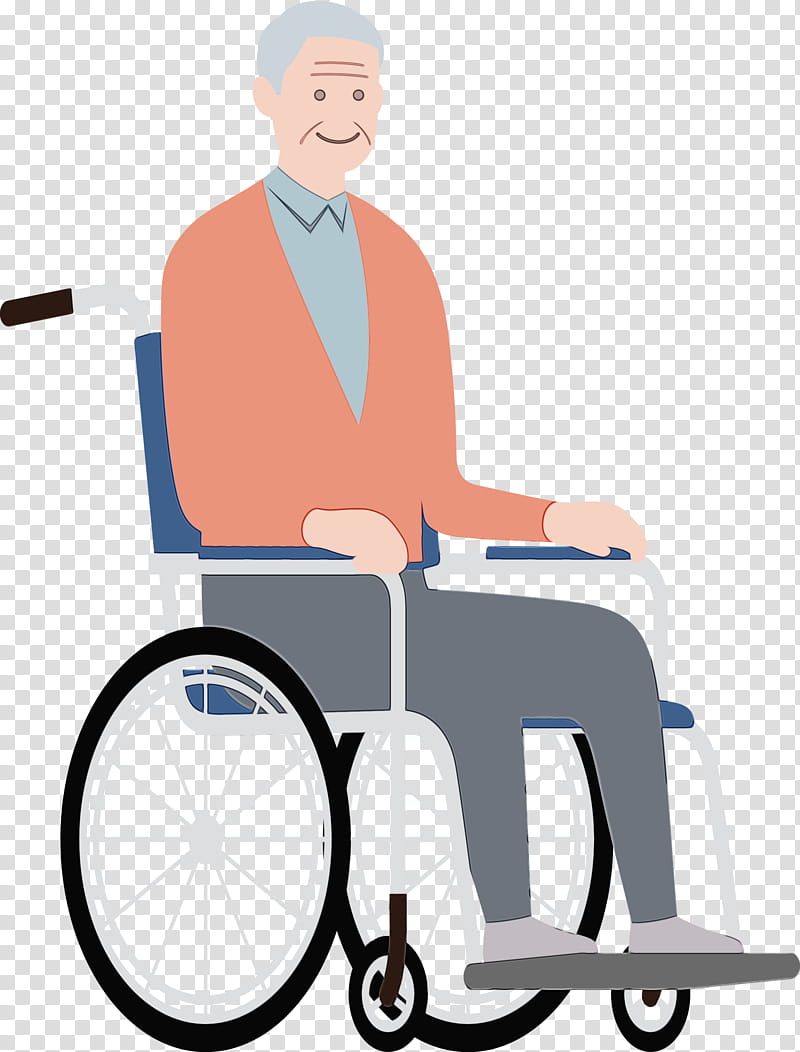 elderly people, Grandpa, Grandfather, Wheelchair, Watercolor, Paint, Wet Ink, Old Age transparent background PNG clipart