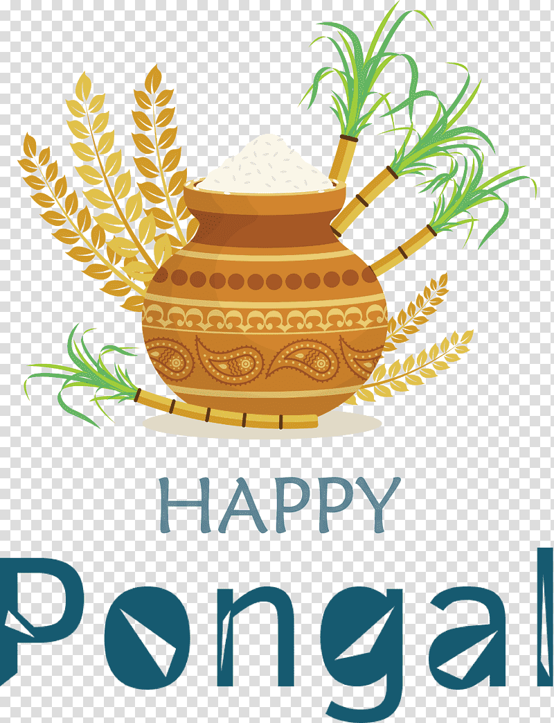 Happy Pongal Pongal, Rice, Party, Sugarcane, Festival, Harvest Festival, Holiday transparent background PNG clipart