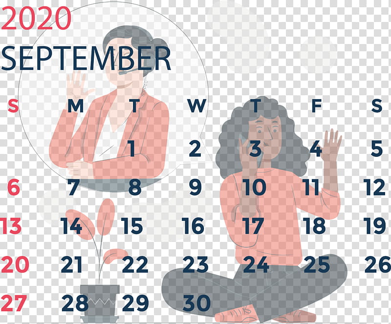 September 2020 Calendar September 2020 Printable Calendar, Text, Public Relations, Conversation, Calendar System, Area, Human transparent background PNG clipart