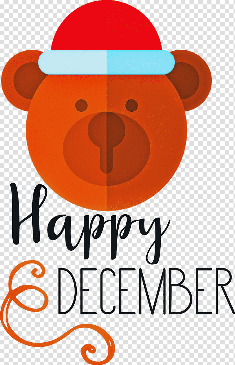 Happy December Winter, Winter
, Logo, Teddy Bear, Hat, Line, Meter transparent background PNG clipart