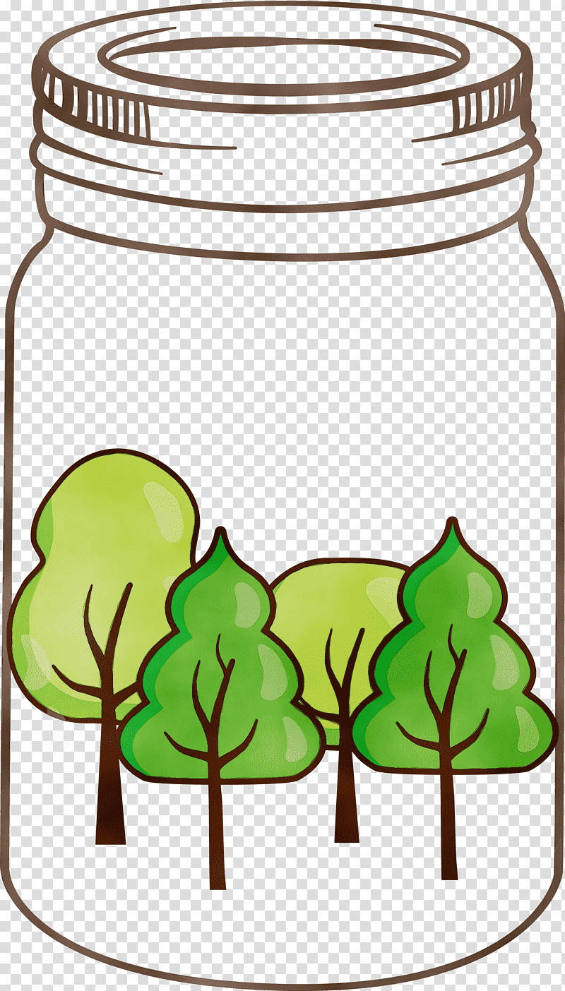 leaf green tree flowerpot biology, Mason Jar, Watercolor, Paint, Wet Ink, Plant Structure, Plants transparent background PNG clipart