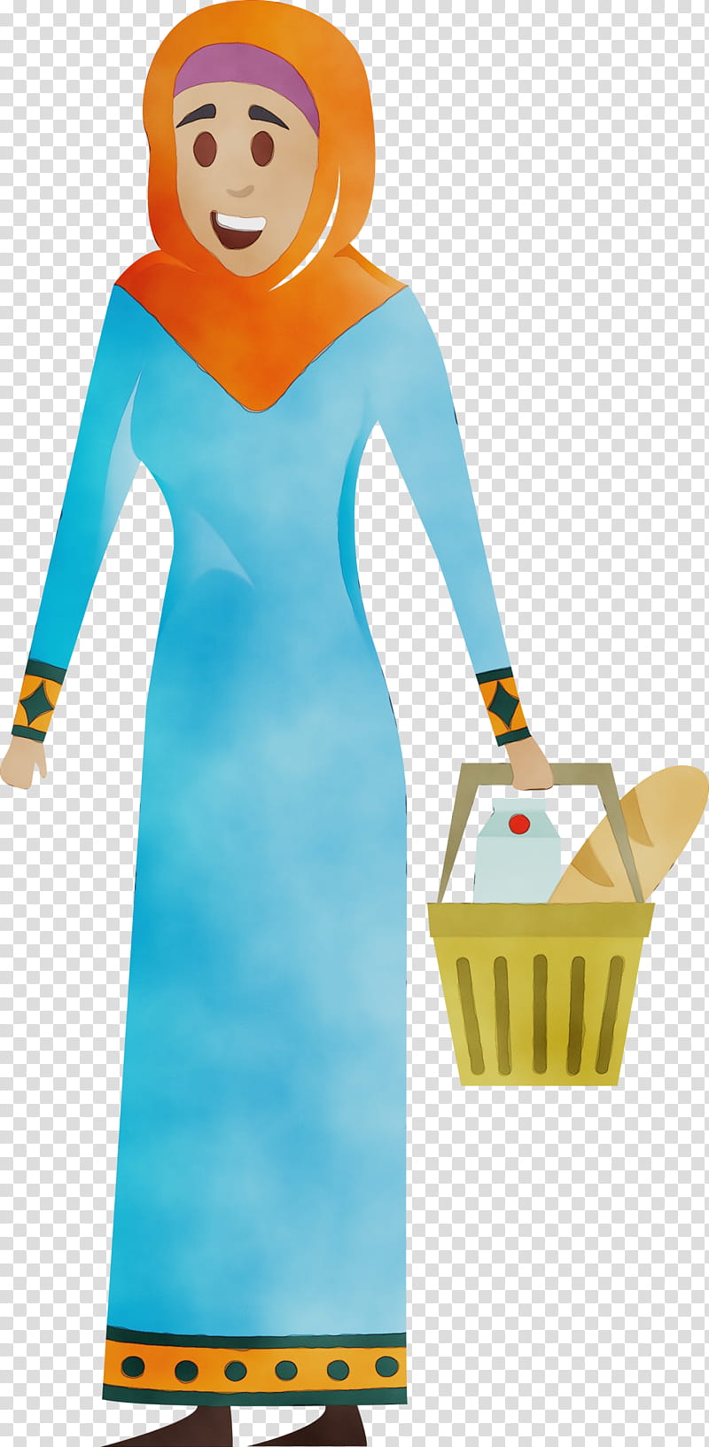 cartoon standing dress costume costume design, Arabic Woman, Arabic Girl, Watercolor, Paint, Wet Ink, Cartoon, Style transparent background PNG clipart