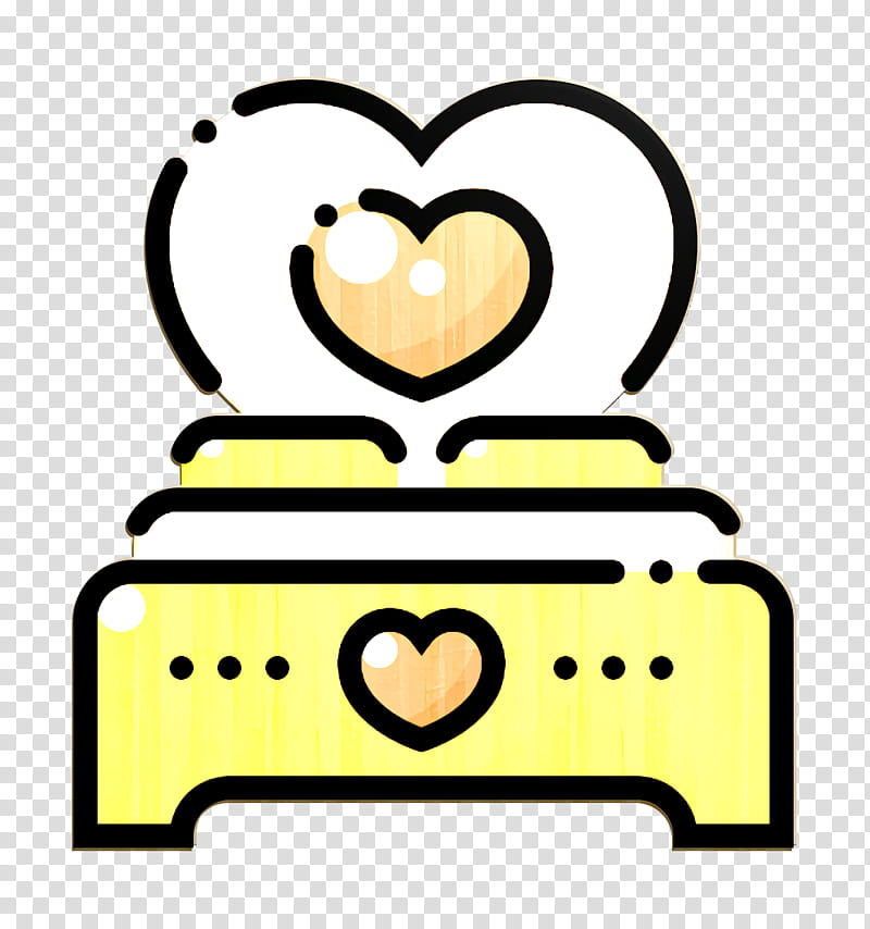 Love icon Wedding icon Bed icon, Yellow, Line, Smile, Heart transparent background PNG clipart