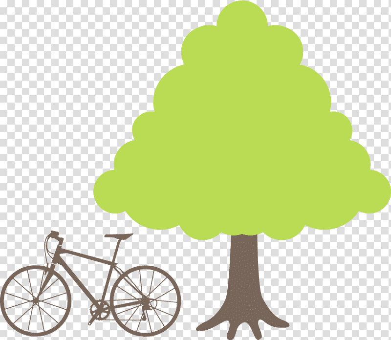 leaf tree bicycle meter flower, Bike, Watercolor, Paint, Wet Ink, Cartoon, Green transparent background PNG clipart