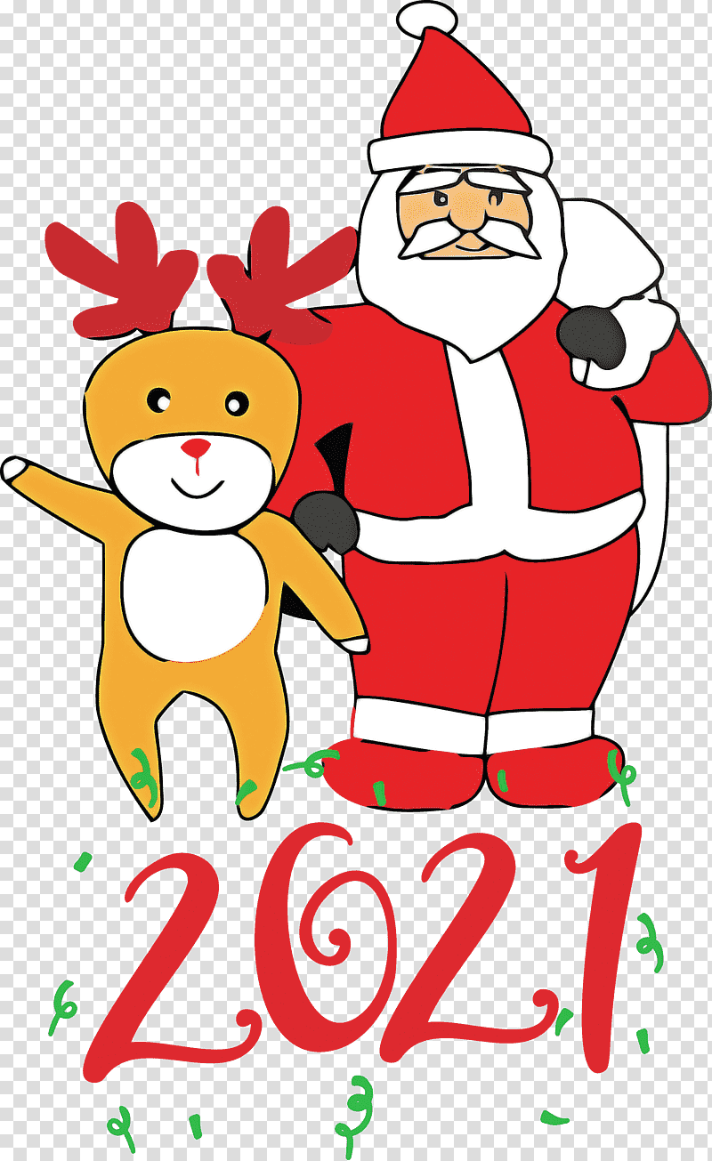 2021 Happy New Year 2021 New Year, Santa Claus, Christmas Day, Christmas Tree, Christmas Card, Reindeer, Christmas Ornament transparent background PNG clipart