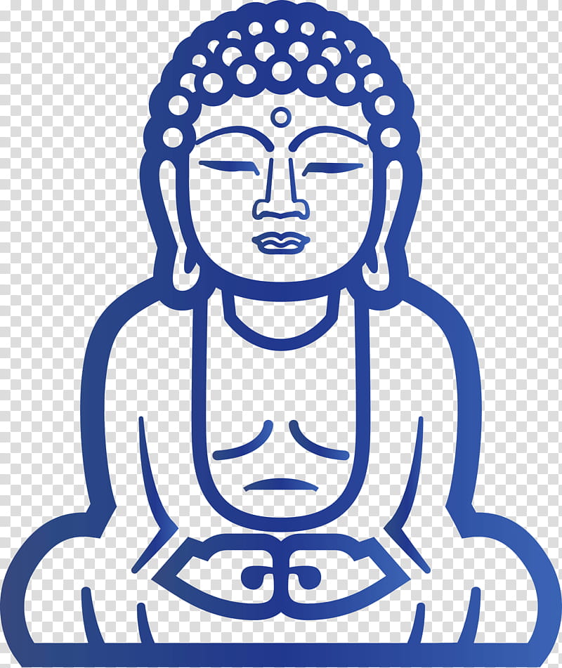 Buddha, Line Art, Blue, Head, Finger, Happy, Smile transparent background PNG clipart