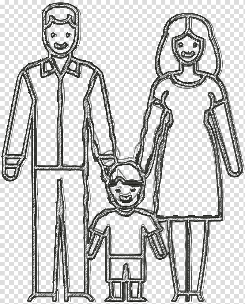 Married Couple with Child icon people icon Woman icon, Human Body, Clothing, Fashion Design, Line Art, Muscle, Joint transparent background PNG clipart