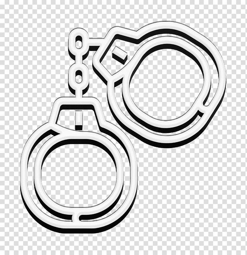 Handcuffs icon Jail icon Military icon, Line Art, Black And White
, Symbol, Meter, Chemical Symbol, Jewellery transparent background PNG clipart