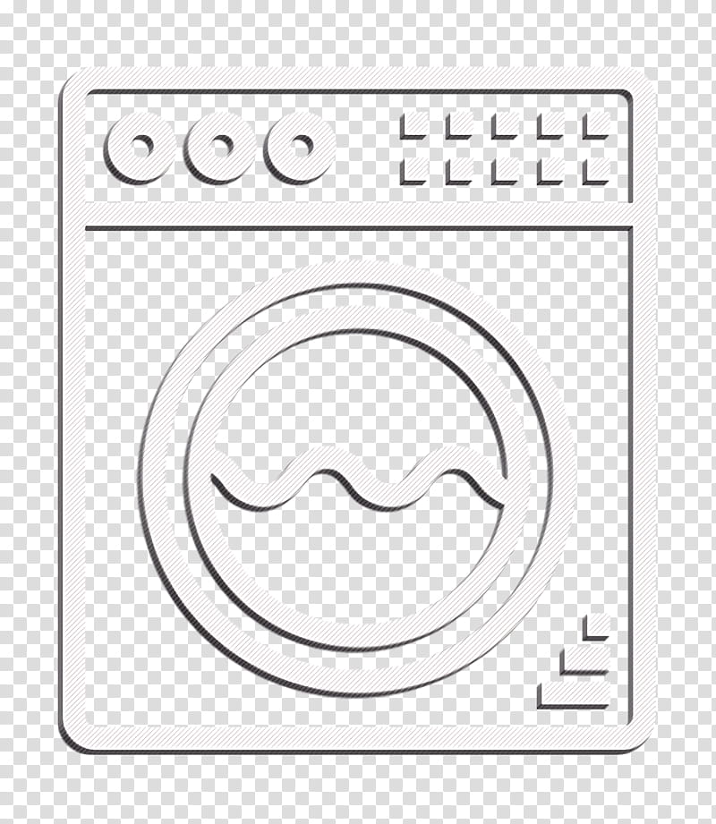 Washing machine icon Furniture and household icon Home Equipment icon, Text, Blackandwhite, Circle, Logo, Symbol, Rectangle, Square transparent background PNG clipart