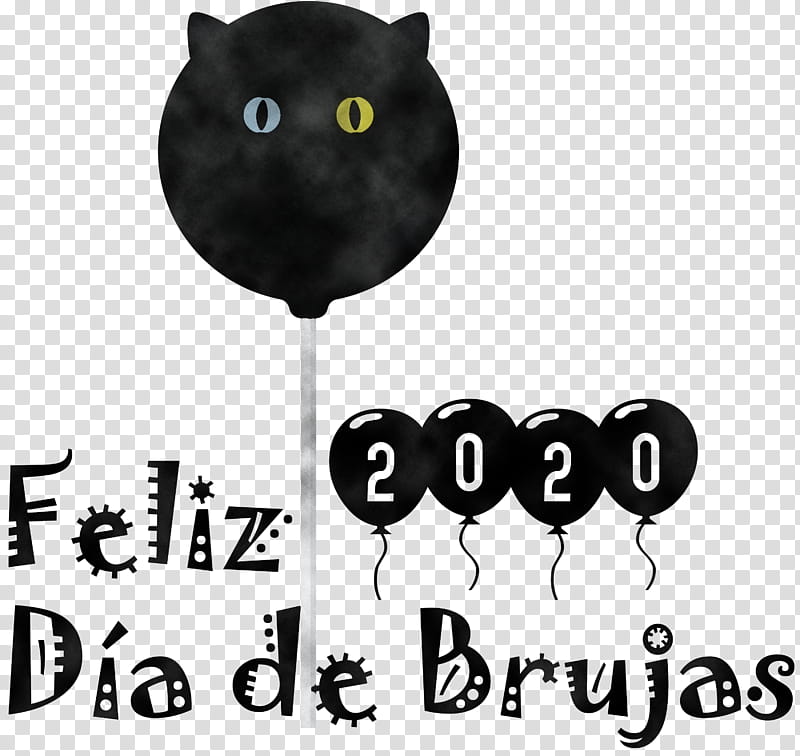 Feliz Día de Brujas Happy Halloween, Cat, Meter, Logo, Balloon transparent background PNG clipart