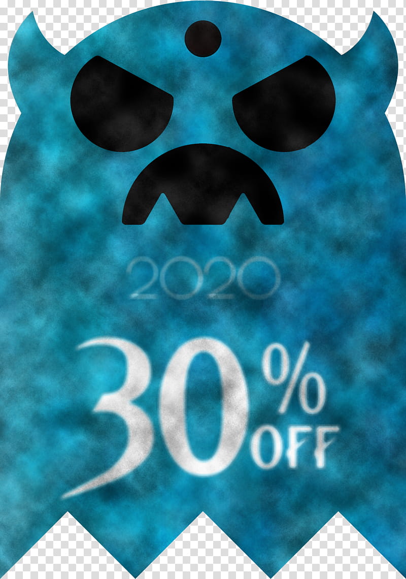 Halloween Discount 30% Off, 30 Off, Turquoise, Meter transparent background PNG clipart