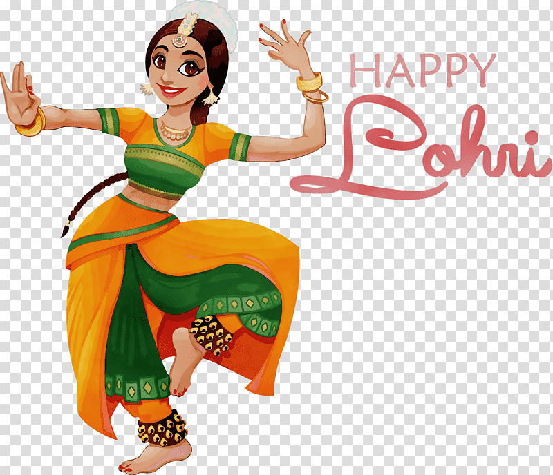 dance in india music of india indian classical dance folk dance, Happy Lohri, Watercolor, Paint, Wet Ink, Royaltyfree transparent background PNG clipart