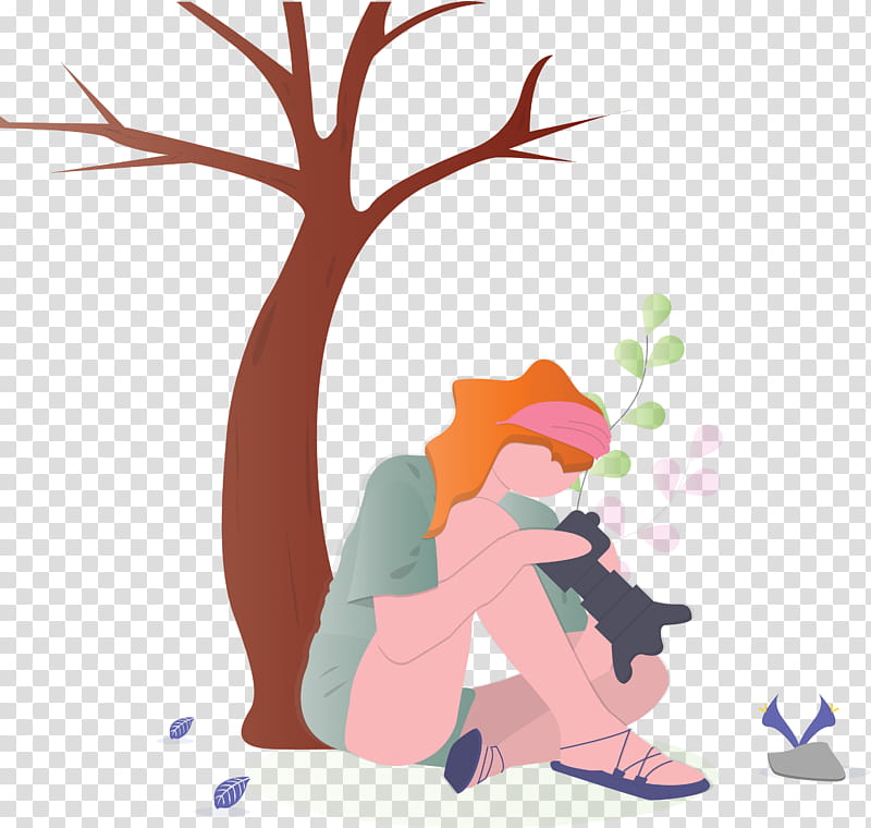 take graphs girl nature, Take graphs, Cartoon, Tree, Branch, Plant, Animation, Happy transparent background PNG clipart