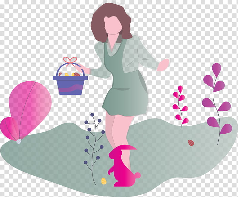 Easter egg hunt, Pink, Cartoon, Gesture transparent background PNG clipart