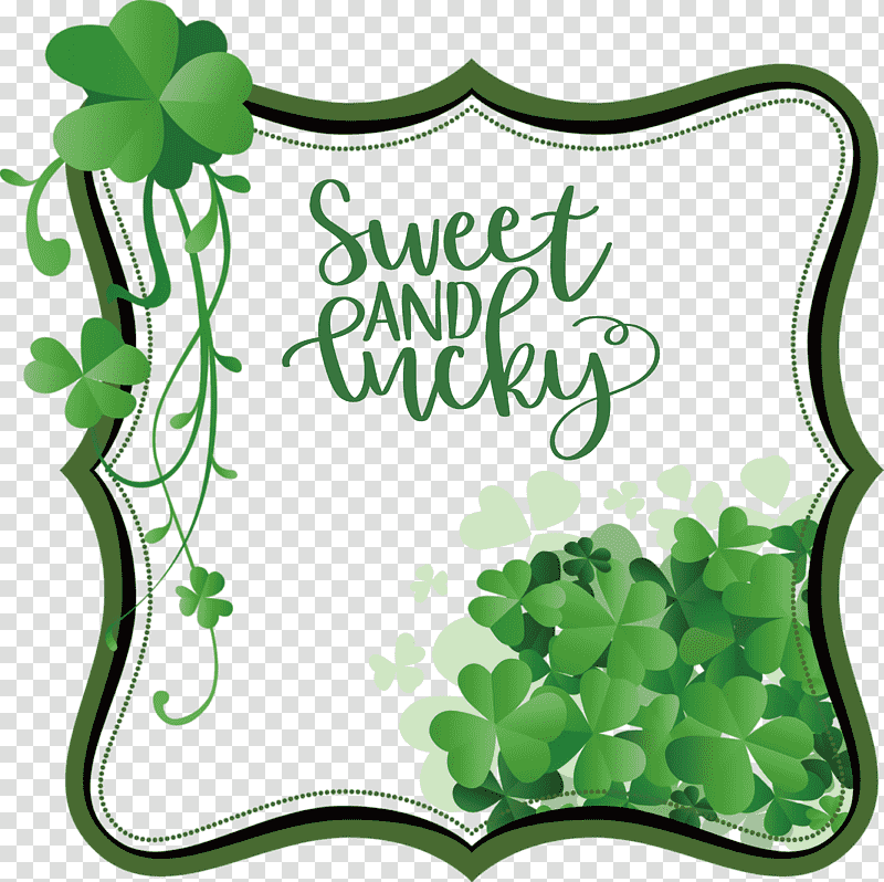 Sweet And Lucky St Patricks Day, Shamrock, Fourleaf Clover, Saint Patricks Day, Logo transparent background PNG clipart