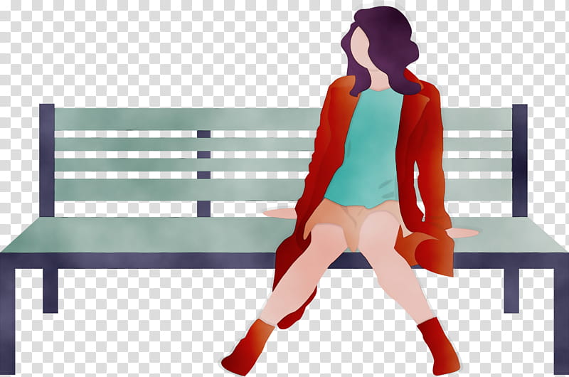 sitting furniture standing line table, Park Bench, Girl, Watercolor, Paint, Wet Ink, Animation, Fashion Design transparent background PNG clipart