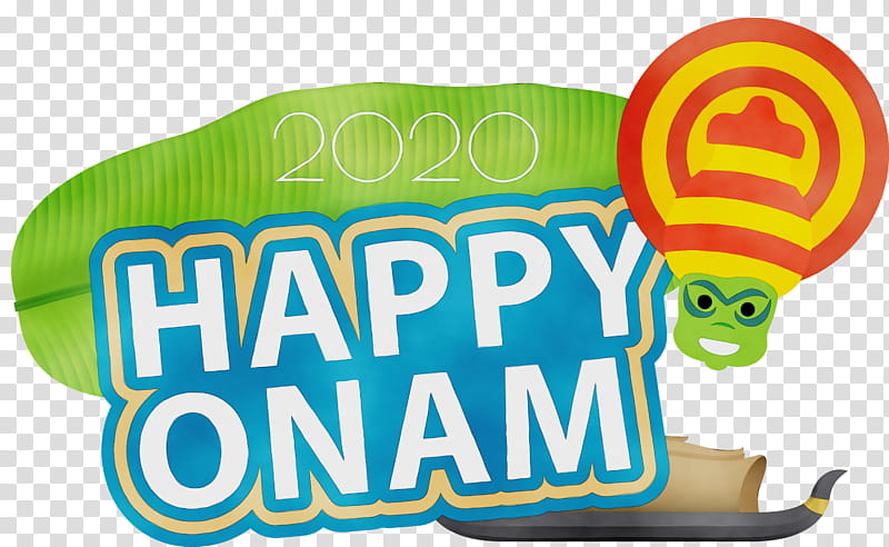 Onam, Onam Harvest Festival, Happy Onam, Watercolor, Paint, Wet Ink, Logo, Yellow transparent background PNG clipart