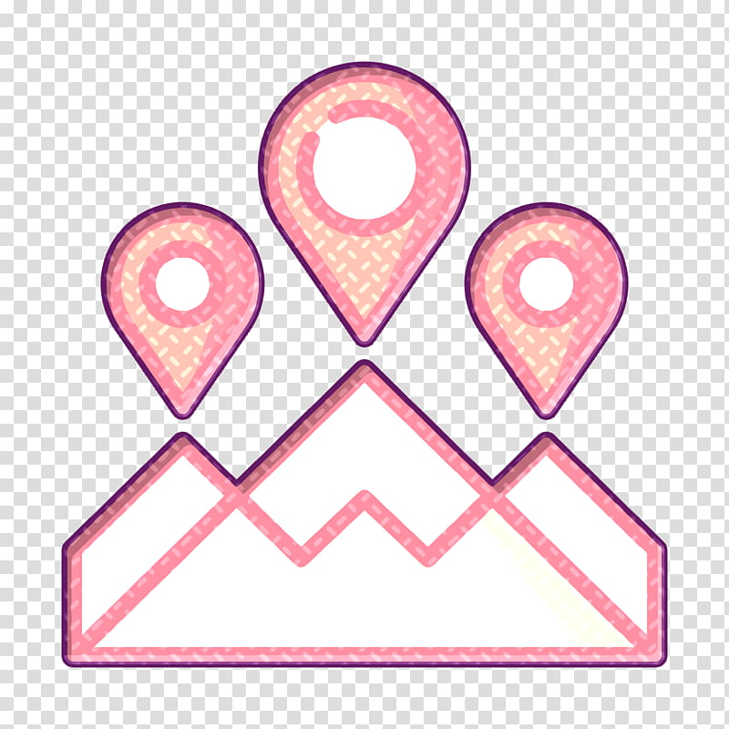 Mountain icon Location icon, Pink, Heart transparent background PNG clipart