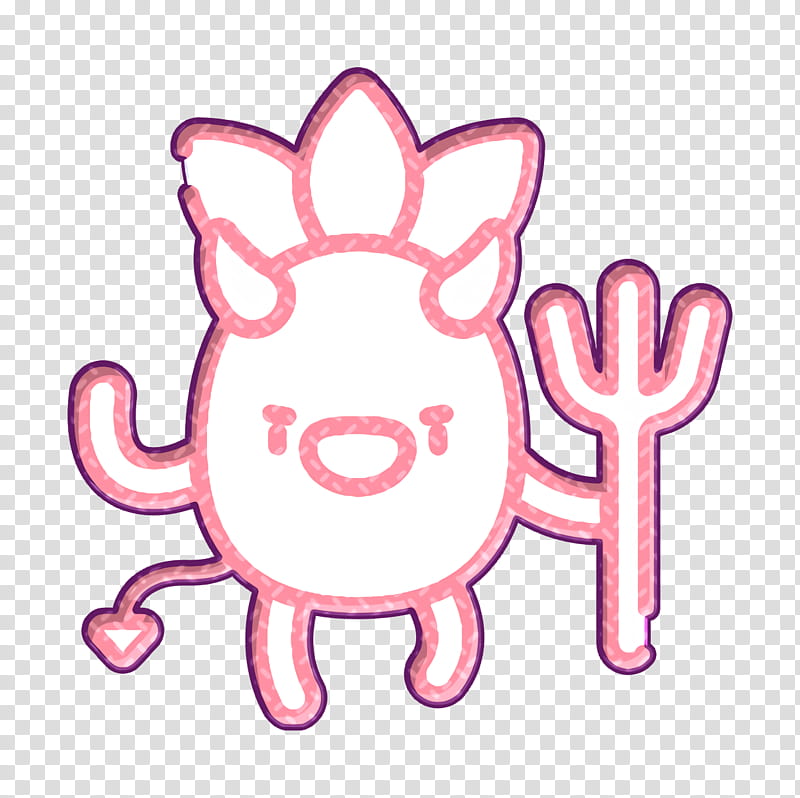 Pineapple Character icon Devil icon, Pink, Hand, Finger, Line, Line Art, Thumb, Sticker transparent background PNG clipart