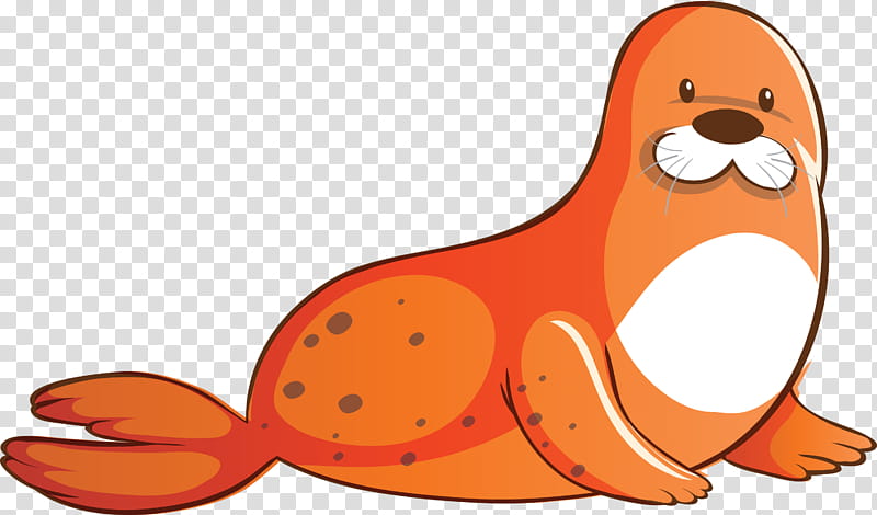 Orange, Watercolor Sea Lion, Cartoon, Animal Figure, Tail, Earless Seal transparent background PNG clipart