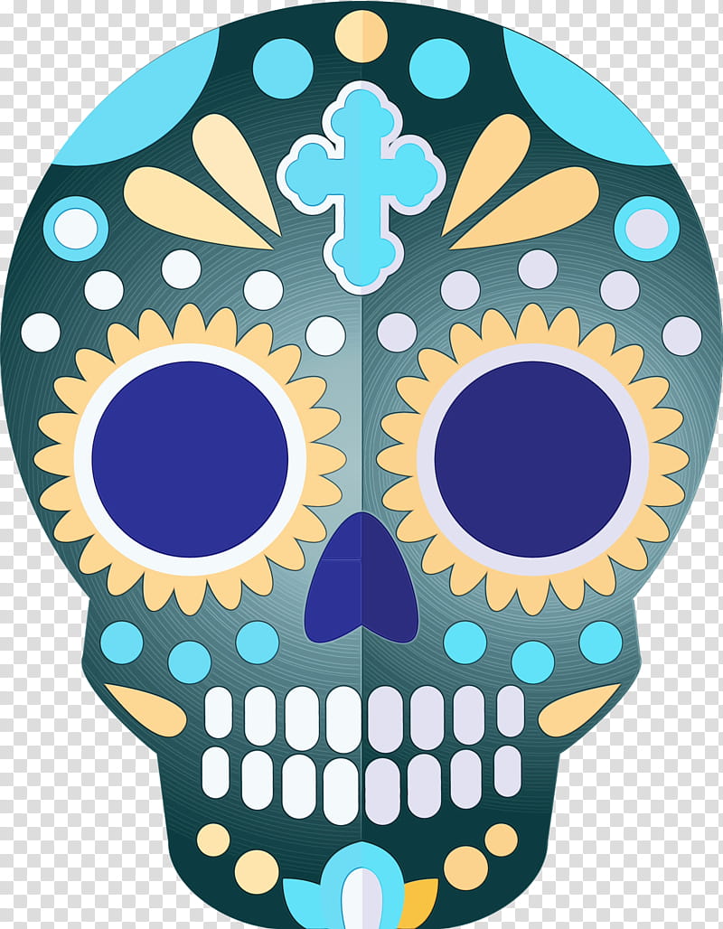 calavera day of the dead drawing la calavera catrina skull mexican make-up, Skull Mexico, Sugar Skull, Traditional Skull, Watercolor, Paint, Wet Ink, Skull Mexican Makeup transparent background PNG clipart
