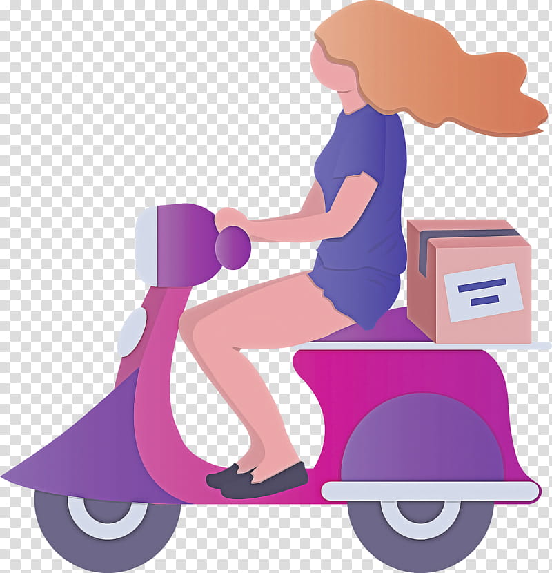 delivery girl, Scooter, Vespa, Vehicle, Riding Toy transparent background PNG clipart