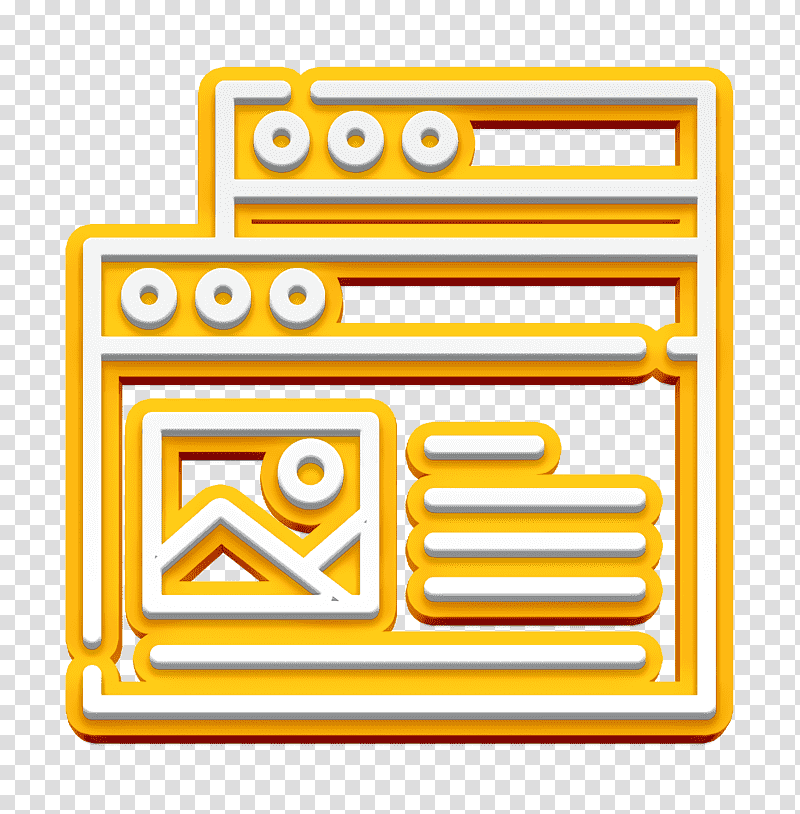 Internet icon Copywriting icon Landing page icon, Logo, Sign, Yellow, Number, Meter, Line transparent background PNG clipart
