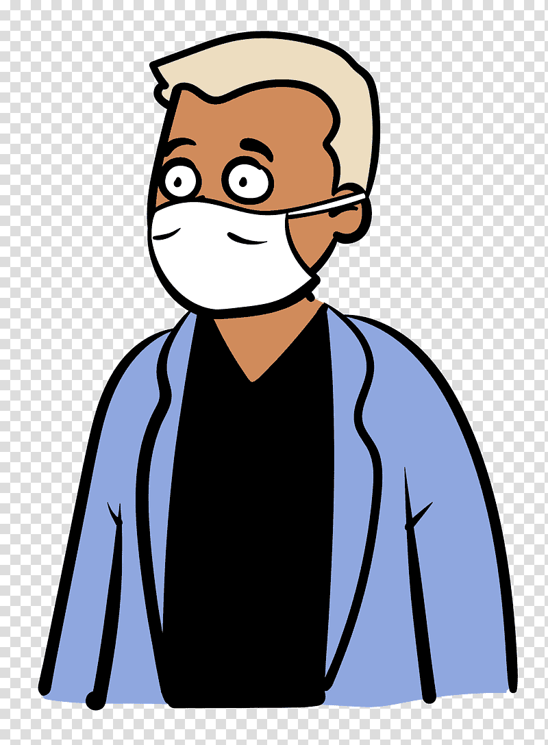 man Medical Mask coronavirus, Facial Hair, Human, Gentleman, Cartoon, Headgear, Character transparent background PNG clipart