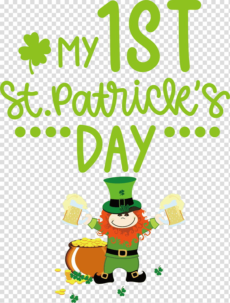 My 1st Patricks Day Saint Patrick, Cartoon, Character, Christmas Day, Text, Line, Happiness transparent background PNG clipart