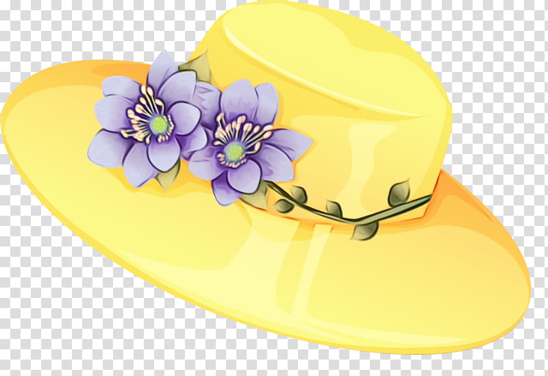 yellow purple hat headgear cap, Watercolor, Paint, Wet Ink, Costume Hat, Footwear, Sun Hat, Costume Accessory transparent background PNG clipart