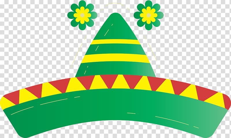 Mexico elements, Party Hat, Green, Line, Meter transparent background PNG clipart