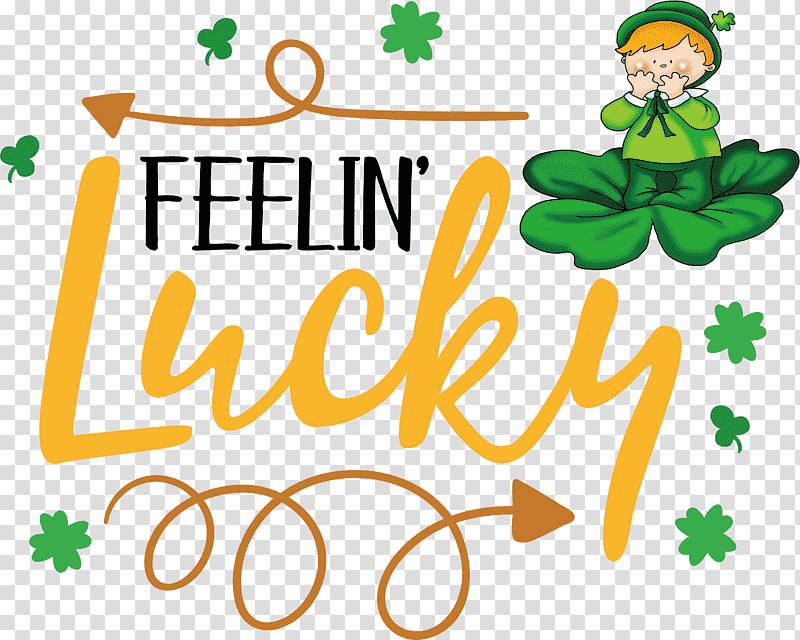 Saint Patrick Patricks Day Feelin Lucky, Logo, Text, Green, Leaf, Symbol, Happiness transparent background PNG clipart