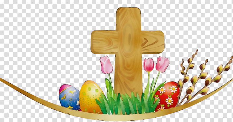 cross easter religious item ritual grass, Watercolor, Paint, Wet Ink, Easter
, Symbol, Plant, Candle transparent background PNG clipart