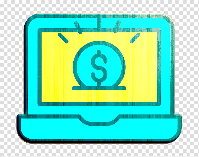 Laptop icon Online payment icon Investment icon, Green, Turquoise, Aqua, Yellow, Rectangle, Symbol transparent background PNG clipart