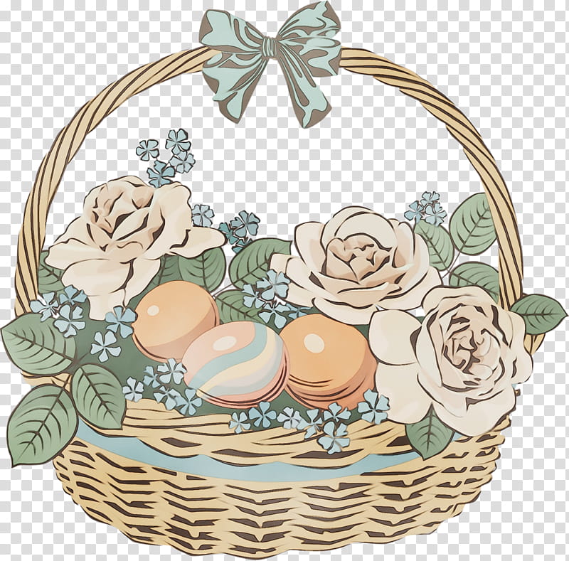 gift basket basket hamper present easter, Easter Basket Cartoon, Happy Easter Day, Eggs, Watercolor, Paint, Wet Ink, Easter transparent background PNG clipart