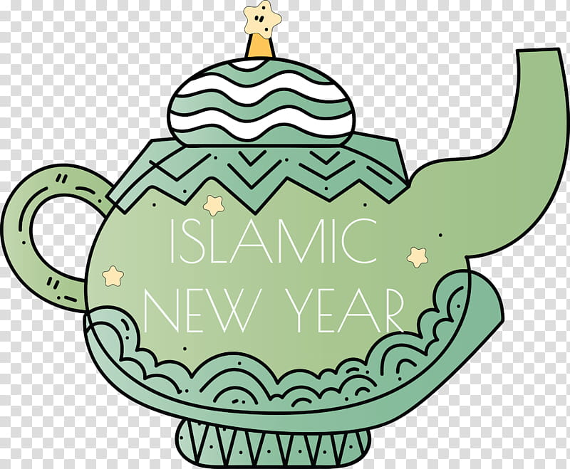 Islamic New Year Arabic New Year Hijri New Year, Muslims, Christmas Ornament, Cartoon, Green, Mtree, Christmas Day, Meter transparent background PNG clipart