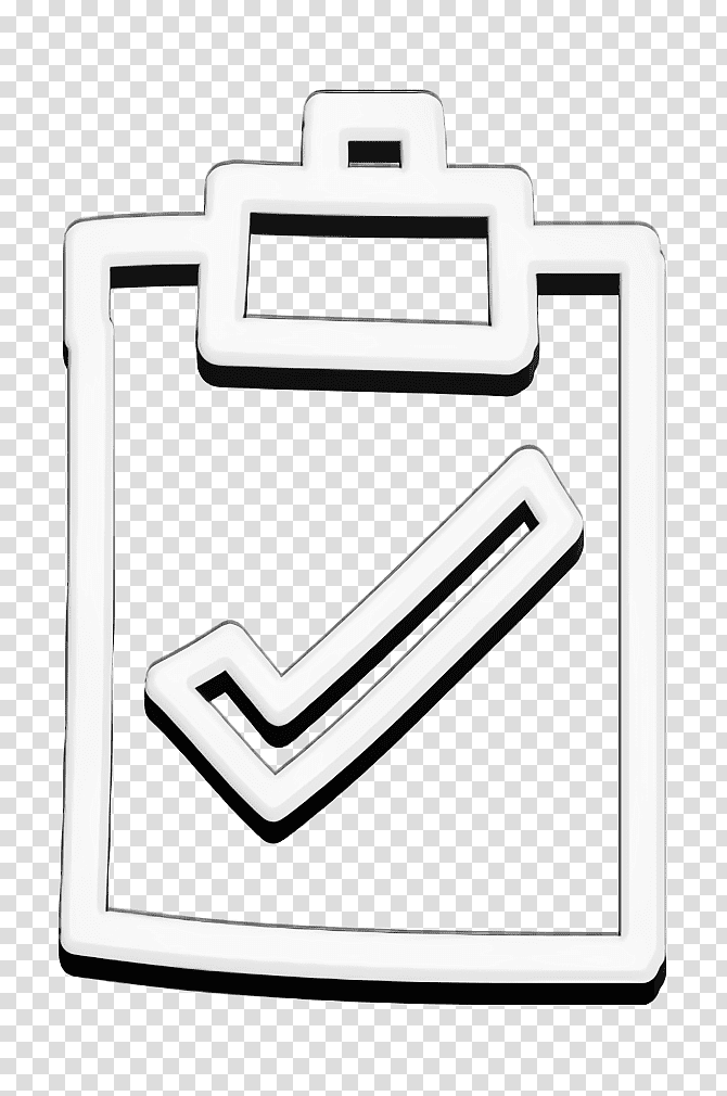 Hand Drawn icon Clipboard icon Completed tasks hand drawn clipboard sign with verification mark icon, Interface Icon, Meter, Line, Symbol, Mathematics, Geometry transparent background PNG clipart