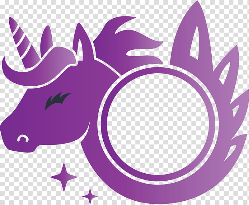unicorn frame, Violet, Purple, Horn, Head, Magenta, Circle, Deer transparent background PNG clipart